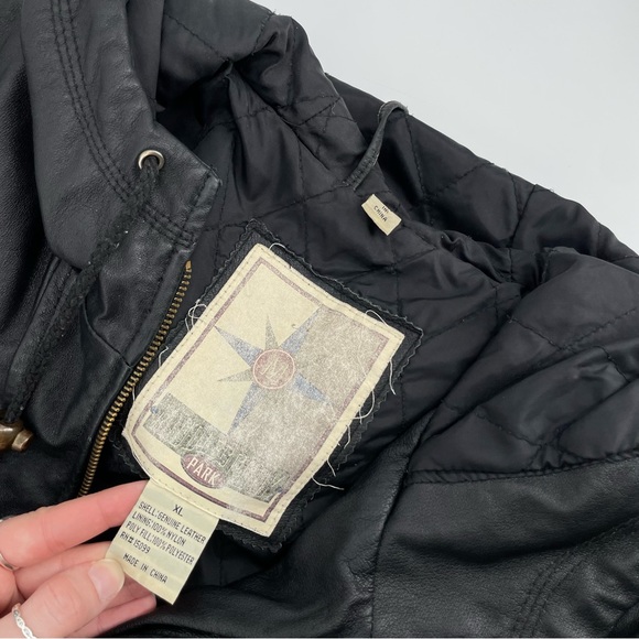 Vintage Middlebrook Park Black Leather Hooded Coat XL - Picture 6 of 6